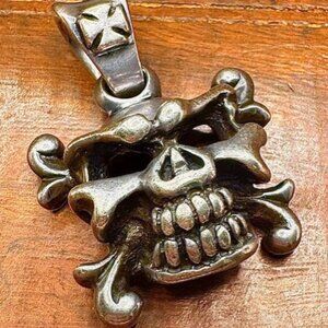 TRAVIS WALKER Large Poison Skull Pendant New W/Pouch